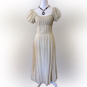Sim & Sam Cream Muslin Boho Dress and Tigereye Pendant Necklace